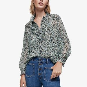 MAJE Cenaza Floral-Print Business Casual Formal Evening Wedding Party Shirt 1